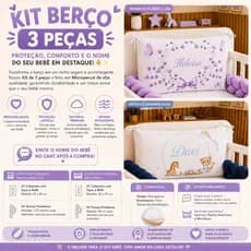 Kit Berço Americano ou Portátil ou Mini berço cabeceira personalizada nome + trança menino menina
