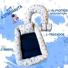Kit Ninho redutor + Almofada de amamentação + trocador portátil Astronauta Safari Ursinha