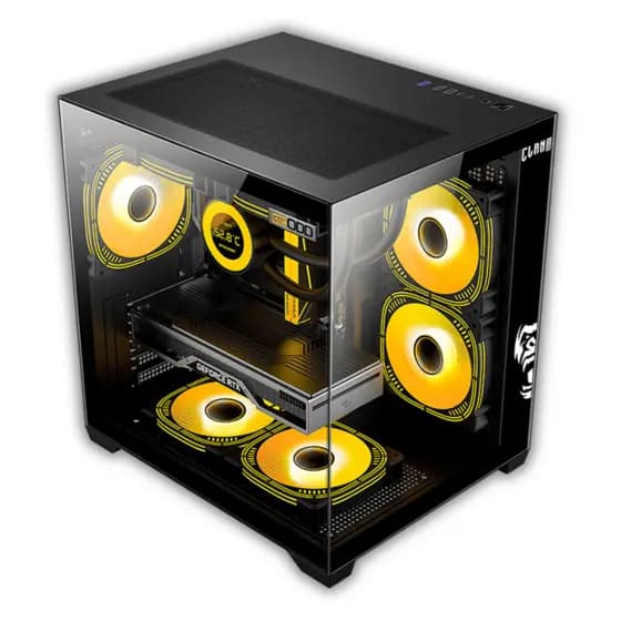Gabinete Gamer Night Grodd Vidro Rgb Micro Atx Clanm Sem ou Com 03, 05 ou 07 Fan ARGB + Controladora