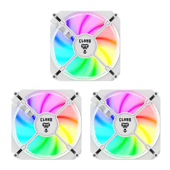 KIT 3 COOLER FAN Gamer Snow Branco AUSTER RGB 120 mm CLANM