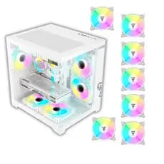 Gabinete Gamer Snow Grodd Vidro + 7 Fans ARGB Branca Clanm