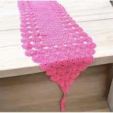 CAMINHO TRILHO MESA CROCHE LINHA SEDA 1,40M ROSA PINK SALMÃO PROMOÇÃO