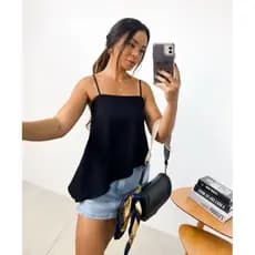 Blusa assimétrica Feminina Duna Moderna Bico Diagonal Alcinha Modinha