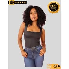 Body bori Feminino Suplex alças grossas regata Collant Decote Quadrado Básico Dia Noite Trabalho Festa
