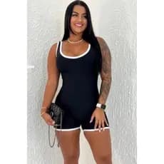 Macacão Feminino Fitness Bicolor Tendência Macaquinho