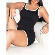 Macacão Feminino Fitness Bicolor Tendência Macaquinho