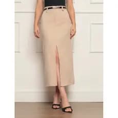 SAIA MÍDI ALFAIATARIA MODA EVANGÉLICA FEMININA MODA CRISTÃ CINTURA ALTA