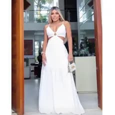 vestidos longos  feminino duna cumprido de alça verão amarração nas costas argola ferias casamento praia