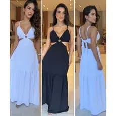 vestido longo amarração com bojo forro argola soltinho A