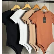 kit 3 body  feminino suplex casual elegante body de manga moda Modelador Tecido Elastano Casual Dia a Dia Ajustado
