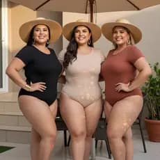 Kit 3 Body Feminino Plus Size Manga Curta Modelador Ajustado ao Corpo Confortável Moda Verão inverno Elegante Versátil D