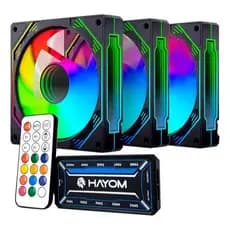 Kit 03 Fan Cooler 120mm Hayom Fc1308 Controladora LED IFINITO