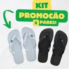 Kit 2 Pares Chinelo de Dedo Unissex Adulto e Infantil com Bandeirinha Brasil – Leve e Confortável