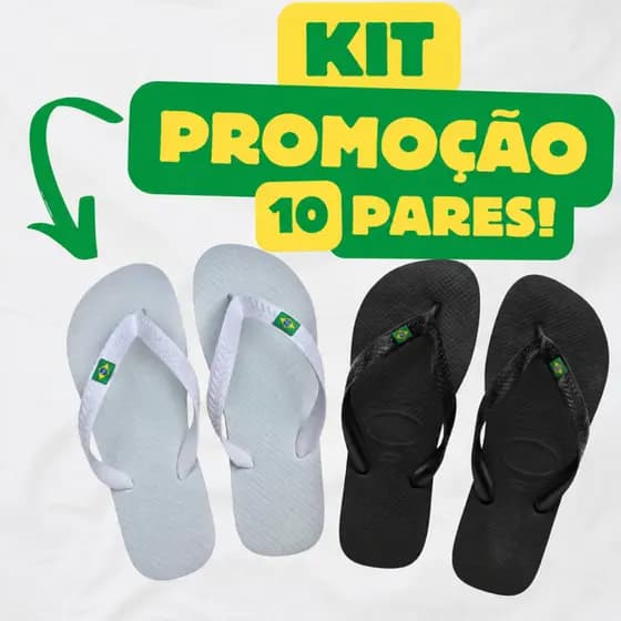 KIT 10 pares Chinelos de dedo bandeirinha para adulto crianças atacado revenda!