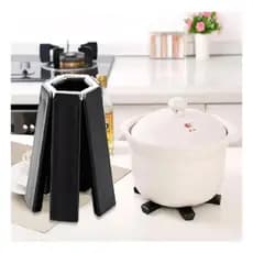 Descanso de Panela Preto Suporte Térmico Mesa Cozinha Antiderrapante Luxo