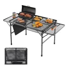 Mesa Dobrável Portátil Camping Ajustável Com 2 Placas De Asa Preto