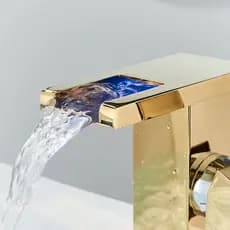 Torneira LED Black Basin para banheiro - Punho único - Fluxo de água fria e quente