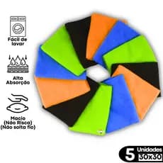 Kit c/ 5 Panos Microfibra Limpeza Multiuso 30x30