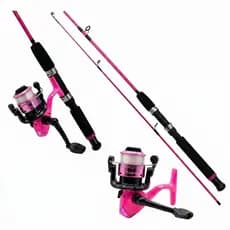 Kit De Pesca Rosa Vara Fibra de Vidro 1.20m 6.3kg e Molinete 200 Leve Drag 3kg Feminino