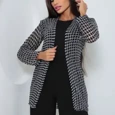 Casaquinho Tricot Cardigã Feminino Moda Inverno