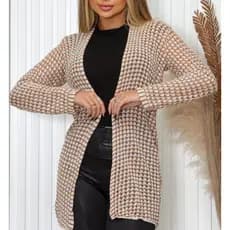 Casaco Feminino Tricot Cardigan Manga Longa