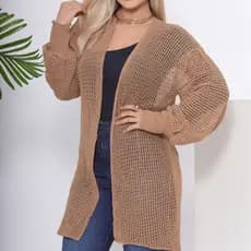 Cardigan Manga Bufante Feminino Kimono Trico Casaco