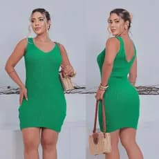 Vestido Regata MIDI Tubinho Decote V Com  Alça Alta Qualidade