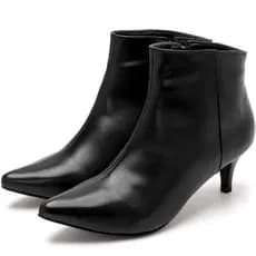 Bota Cano Curto Feminino Lisa Bico e Salto Fino Fecho Zíper