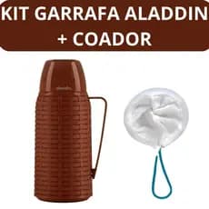Kit Garrafa Termica Aladdin 1 Litro e Coador Pano Original Com Alça Garrafa de Cafe Cha Chimarrao