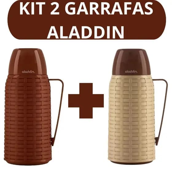 Kit 2 Garrafas Termicas Aladdin 1 Litro Original Com Alça Garrafa de Cafe Cha Chimarrao