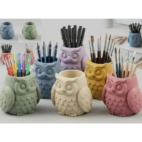 Porta Canetas Coruja Decorativo Mesa Escritorio Home Office Presente