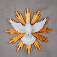 Pomba da Paz Espírito Santo para Parede com Raios Dourados Decoração Religiosa