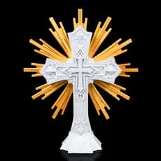 Cruz Decorativa com Raios Dourados para Parede ou Mesa Decoração Religiosa