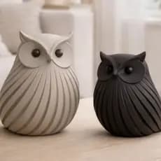 Casal de Corujas Decorativas | Casal de Corujas para Sala, Escritório e Estantes