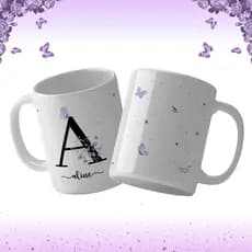 Caneca Premium Super Branca,  Alfabeto Floral 325ml