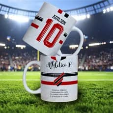 Caneca Premium Super Branca Personalizada Tema Time com Hino  325ml Opção de colocar seu Nome