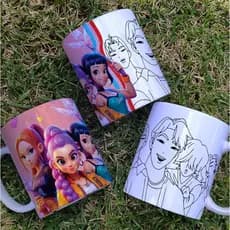 Caneca Premium Super Branca Personalizada Tema Guerreiras do K-pop 325ml