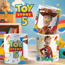 Caneca Premium Super Branca Personalizada Tema Toy Story 5  325ml