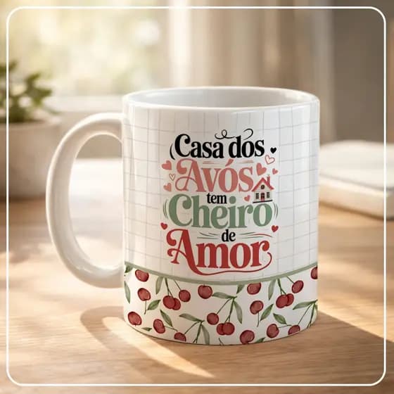 Caneca Premium Super Branca,  Personalizada Avó (a) 325ml Com opção de colocar nome