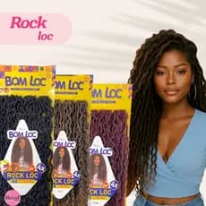 Cabelo Crochet Rock Loc 24'' Bom Loc 48 Fios 4X Volume Fibra Premium Tranças Afro