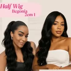 Peruca Half Wig Longa Ondulada 65cm Feminina Aspecto Natural Fibra Premium Volume Natural Modelo Begonia