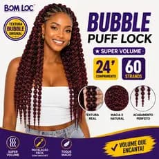 Cabelo Crochet Bom Loc Bubble Puff Lock 24" – 60 Strands | Extensão Sintética Premium para Tranças