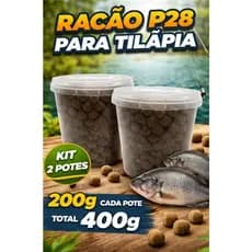 Ração P28 para Pesca de Tilápia 200g – Kit 2 Potes (400g) Isca para Pesqueiro e Pesca Esportiva