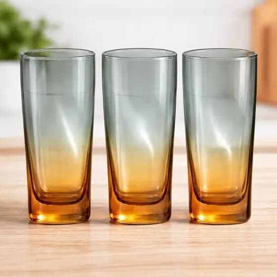 Jogo com 3 Copos Texas Degradê Âmbar 315ml – Copos de Vidro Elegantes