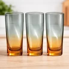 Jogo com 3 Copos Texas Degradê Âmbar 315ml – Copos de Vidro Elegantes