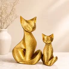 Kit 2 Gatos Decorativos Dourado Luxo Presente Dia das Mães Decoração Elegante