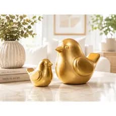Passarinho Decorativo Dourado | Kit Pássaros para Decoração de Sala, Mesa, Estante e Escritório Luxo Moderno