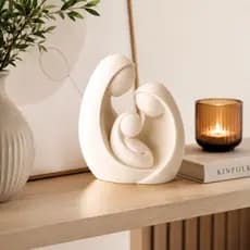 Imagem Sagrada Família Decorativa Moderna Escultura Minimalista para Sala e Decoração Elegante