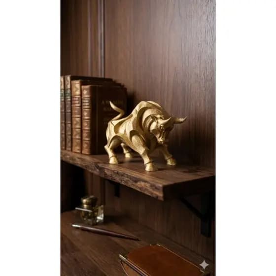 Escultura Touro Dourado Decorativo Luxo 15cm Enfeite Moderno Sala Escritório Churrasqueira