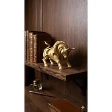 Escultura Touro Dourado Decorativo Luxo 15cm Enfeite Moderno Sala Escritório Churrasqueira